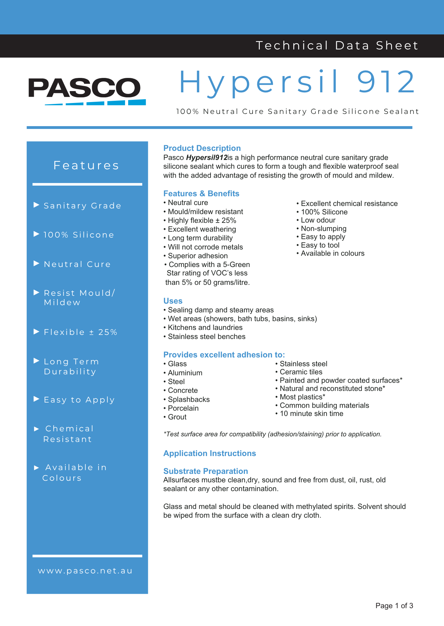 Pasco Hypersil 912 Silicone