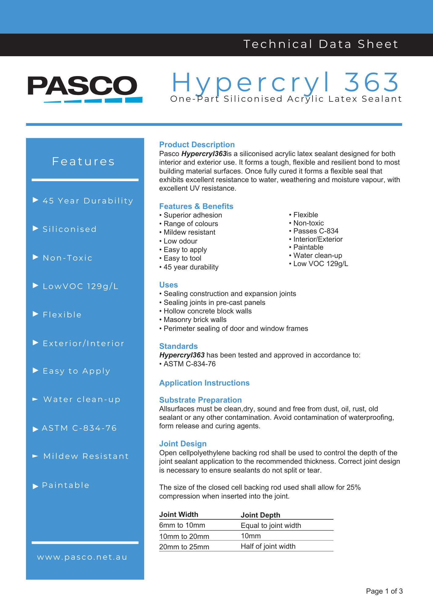 Pasco Hypercryl 363 Acrylic Sealant
